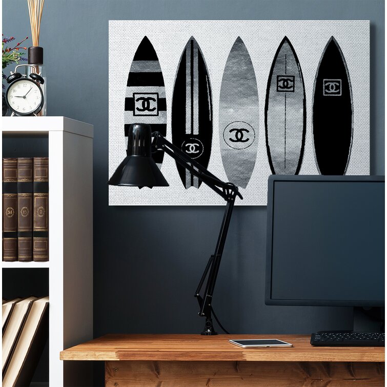 Stupell Industries Fashion Designer Surf Boards Black Silver Watercolor  Print & Reviews