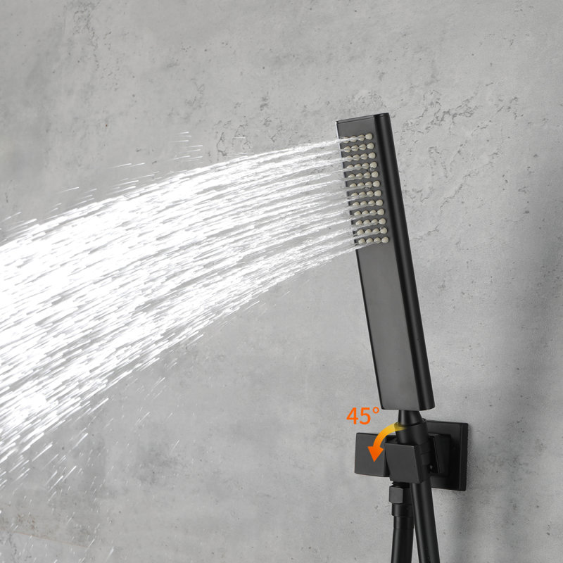 Male NPT Matte Black Shower System, Shower Faucet Set For Bathroom Shower Fixtures With 10 Inch Rain Shower Head And Handheld (Pressure Balance Shower Trim Valve Kit Included)