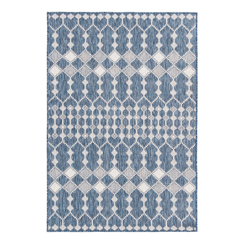 Blue Traliccio Indoor/Outdoor Trellis Rug, Rectangle 4' x 6'