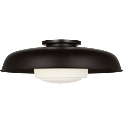 Richard June Liora 20" Transitional Dimmable 1-Light Ceiling Light In Aged Iron with LED Bulb