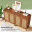 Buffet en rotin avec 4 portes et pieds en bois massif