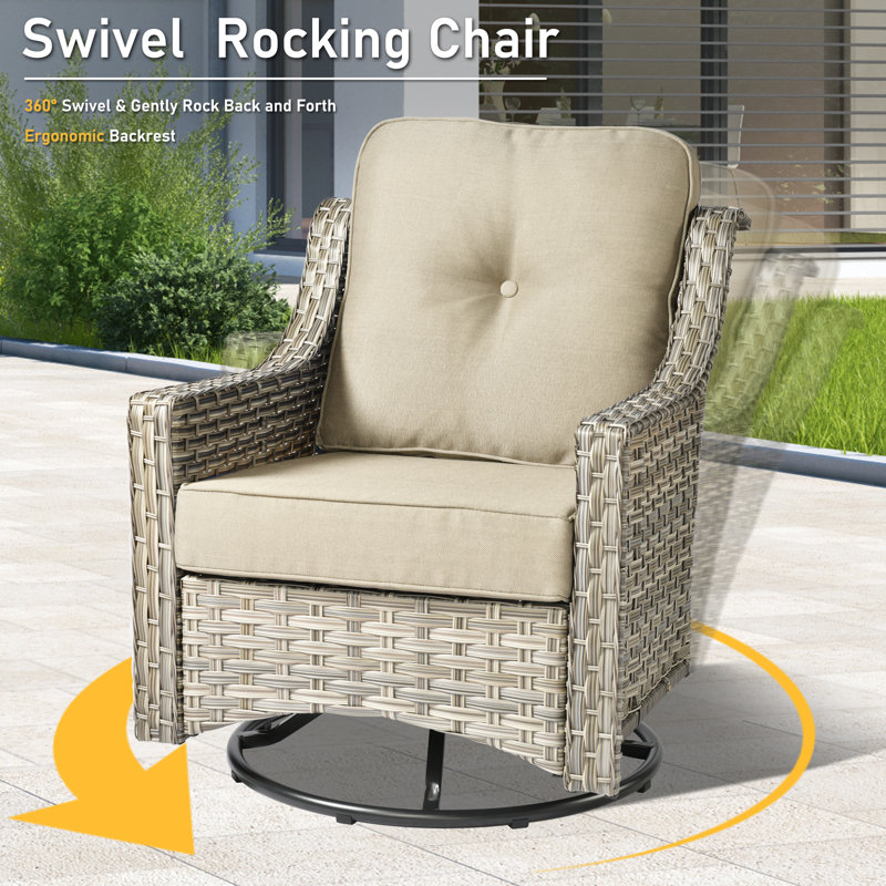 Ensemble de conversation en rotin avec coussins 5 pièces Daliya, Beige