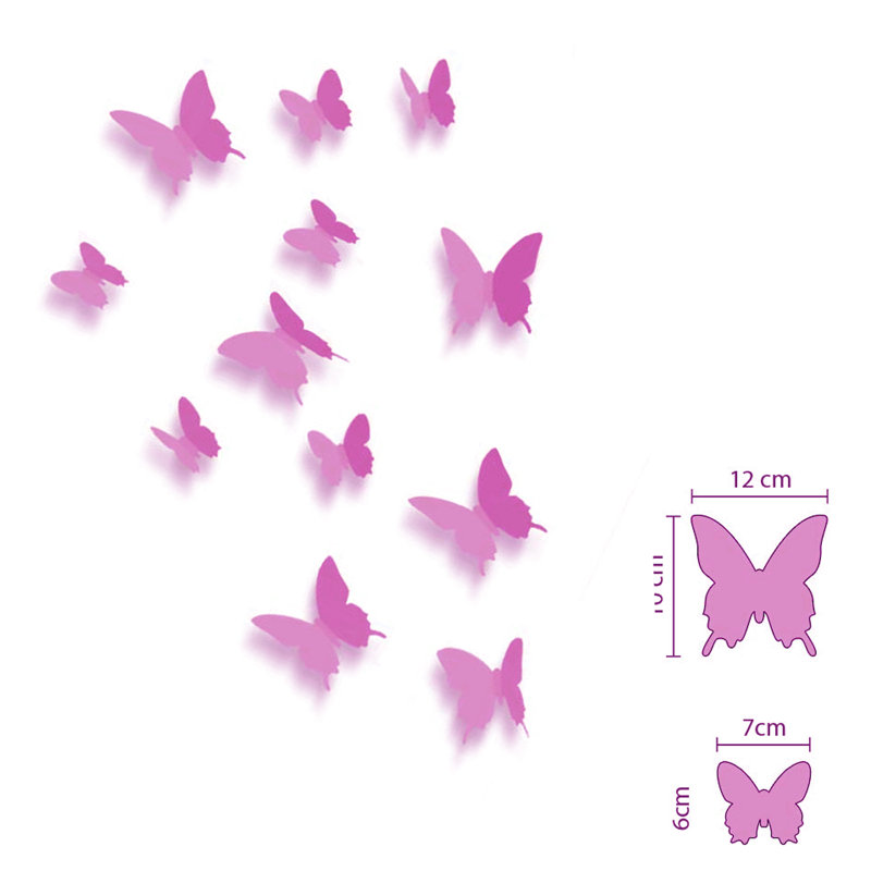 Décalcomanie murale papillon 3d, Rose
