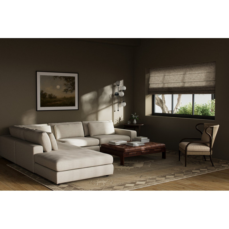 Bloor Modular Sectional, Savoy Parchment Polyester Blend, Right Hand Facing