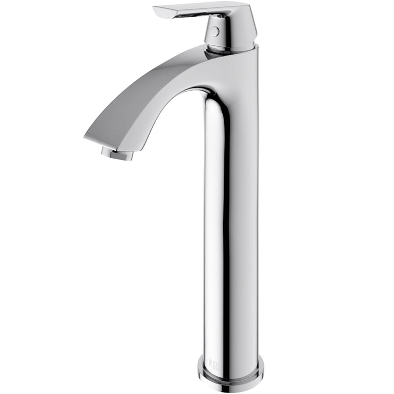Linus 12" H Single Handle Vessel Sink Bathroom Faucet , Chrome, Drain Assembly Not Included