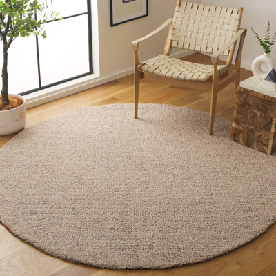 Tapis de couleur unie abstrait en laine / coton touffeté à la main brun clair