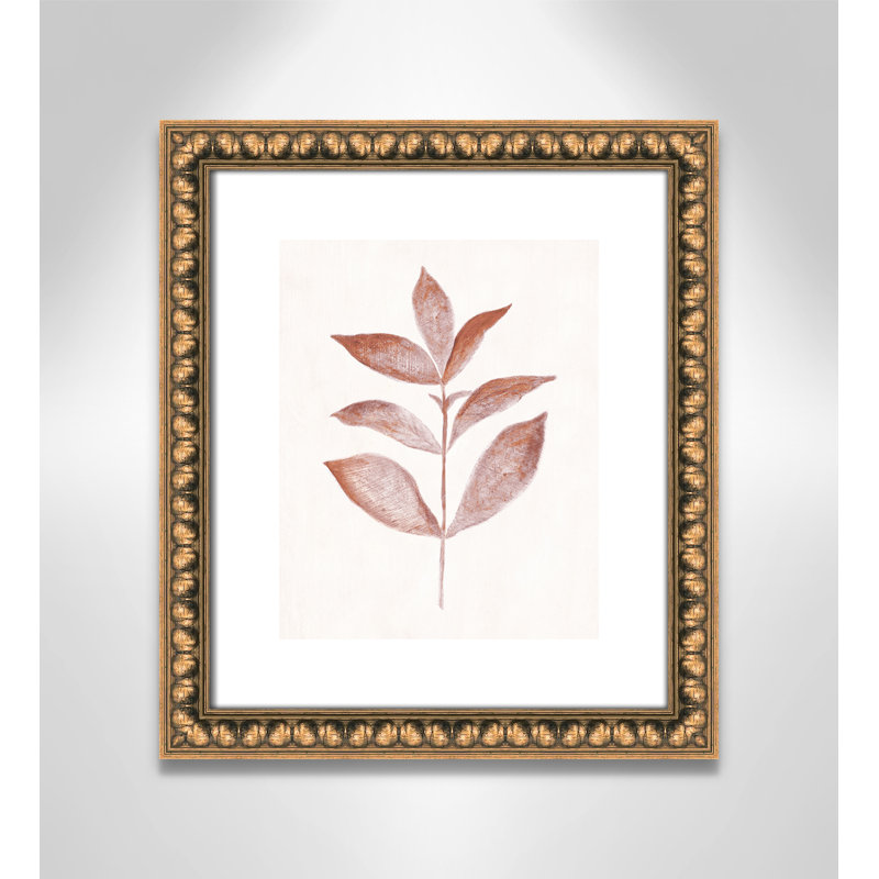 Wilfrid Red Leaf III par Tara Studios - reproduction d'art, Papier avec cadre à perles dorées, H 15 po x l 13 po x P 1,13 po
