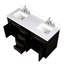 Meuble-lavabo double en chêne noir l 60 po x P 22 po avec comptoir en marbre de culture et robinet, fermeture en bois massif, partie 60 po 22 po et robinet, tiroirs fermés, construction en bois-1876228672-1876228673