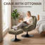 Upholstered Chenille Swivel Lounge Chair With Footstool-926964007