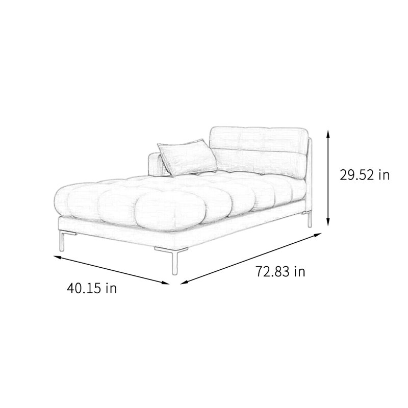 Chaise longue simple en flanelle de style moderne, Orange, Orienté à droite