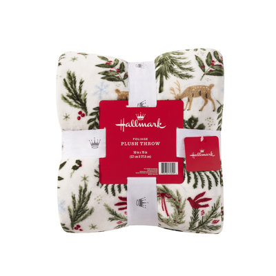 Hallmark Foliage 50" x 70" Plush Holiday Throw Blanket