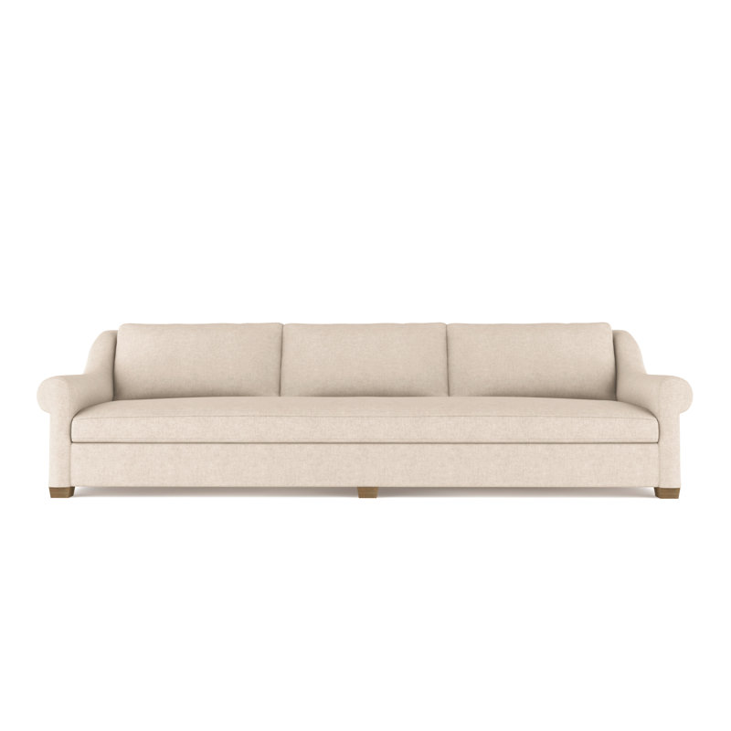 Canapé Thompson, Velours moelleux huître, H 32 po x l 84 po x P 46 po, Patiné