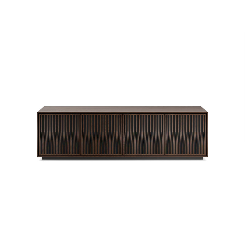 Elements - Cabinet with Rolling Plinth Base - Tune Door, Toasted Oak
