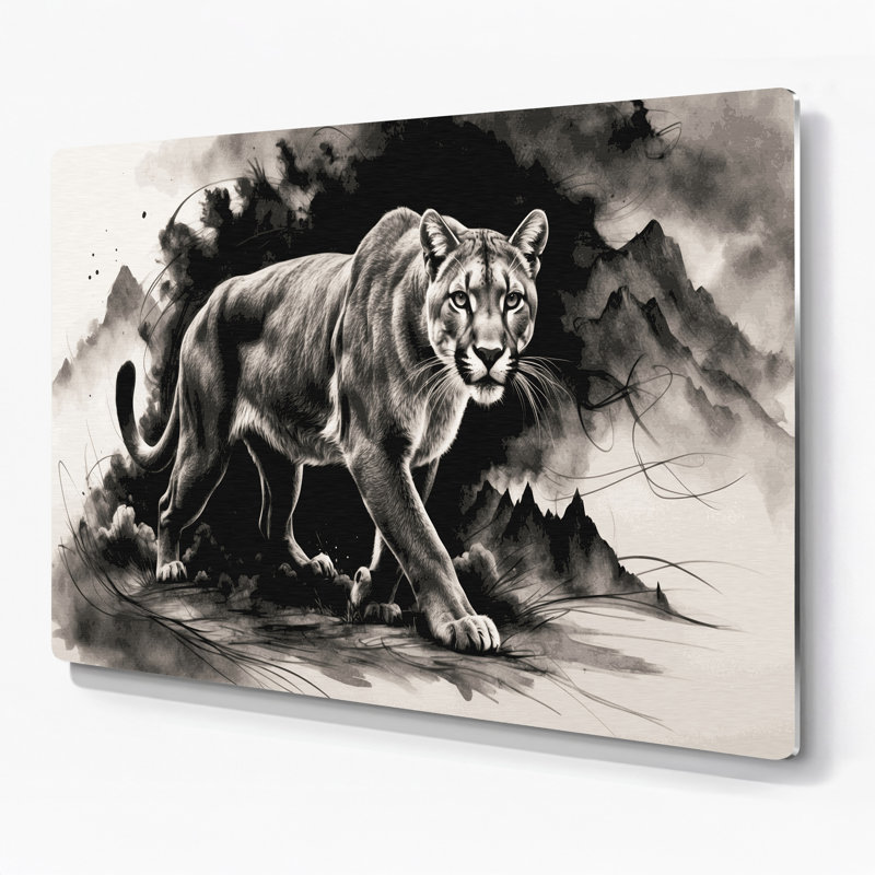 «Big Cats», art mural gris de Puma en Amérique du Sud, H 24 po x l 36 po