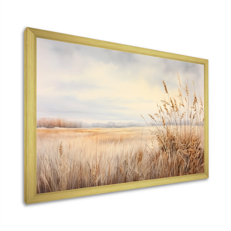 Prairie Peacefulness Meadows II sur toile, Cadre doré simple, H 34 po x l 44 po x P 1,5 po