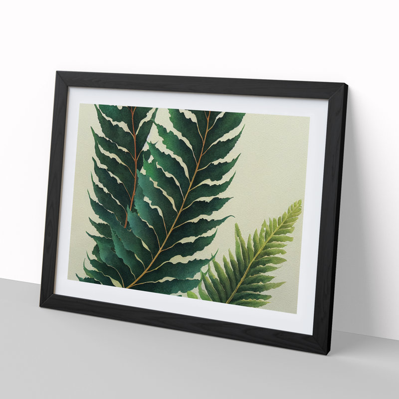 Fern Leaf Vol.1 - Single Picture Frame Painting, Black, 46cm H x 64cm W x 2cm D