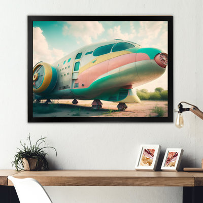 Rétro avion III - train de transport, art mural sur toile