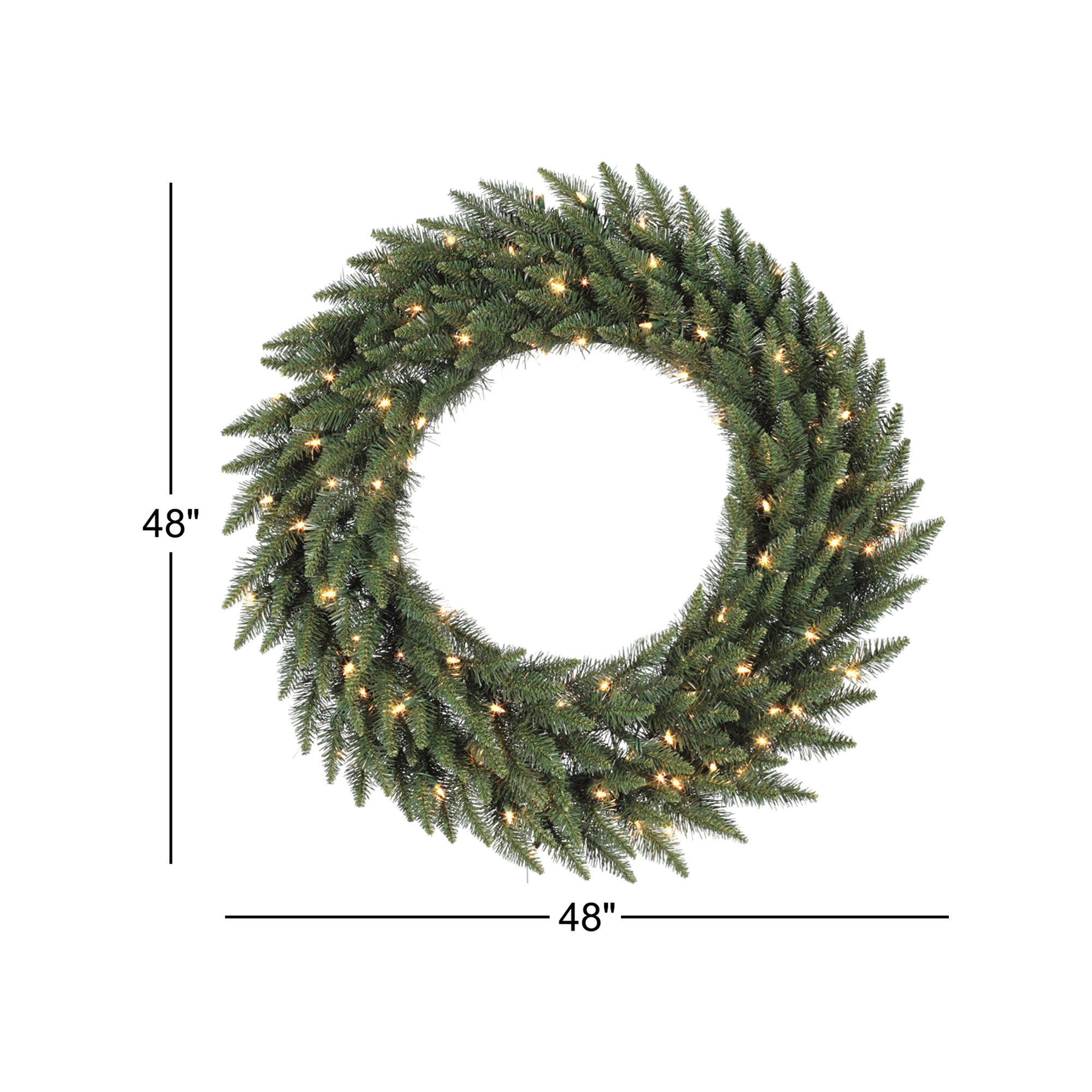 Peabody Artificial Fir Wreath,  Warm Clear, 48" H x 48" W x 3" D