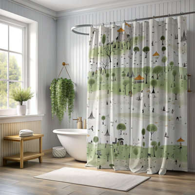 Rideaux de douche Rainy Day Greens - Premium