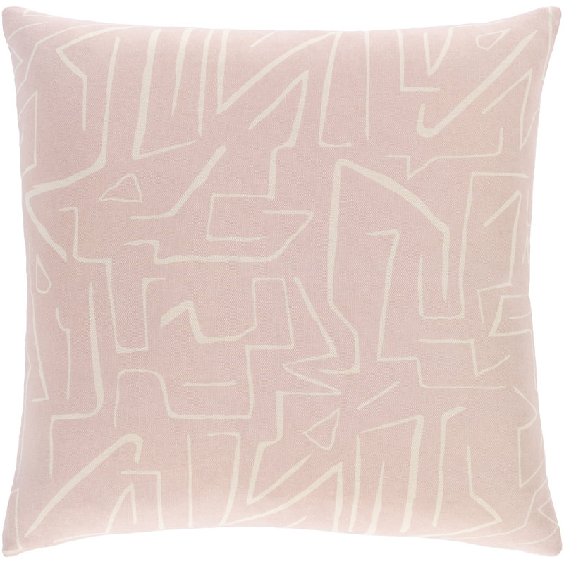 Pale Pink Square Kids Pillow with Woven Design