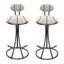 Ensemble de 2 tabourets de bar rembourrés avec tabourets de bar à hauteur de comptoir en velours moderne pour îlot de cuisine, salon (noir et rayé)-421083291