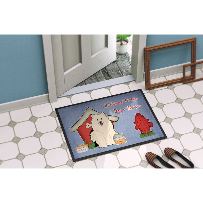 Tapis d'extérieur antidérapant Rochelle Dog House Samoyed, Rectangle 1 pi 6 po x 2 pi 3 po