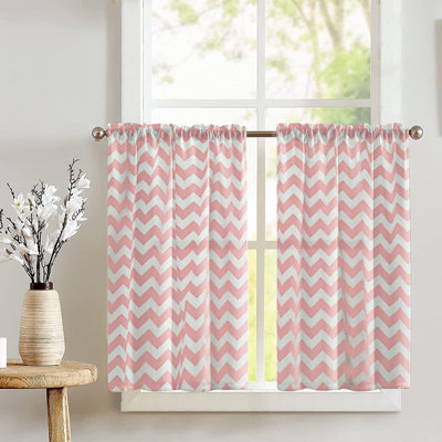 Cotton Blend Chevron Tailored Cafe Curtain