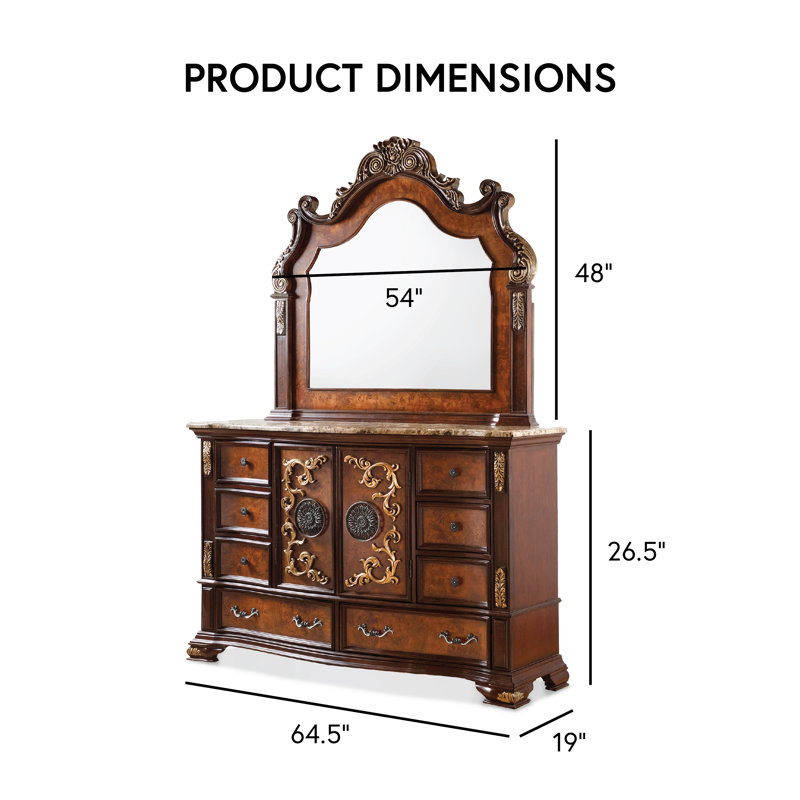 Commode 8 tiroirs avec miroir Allerdale