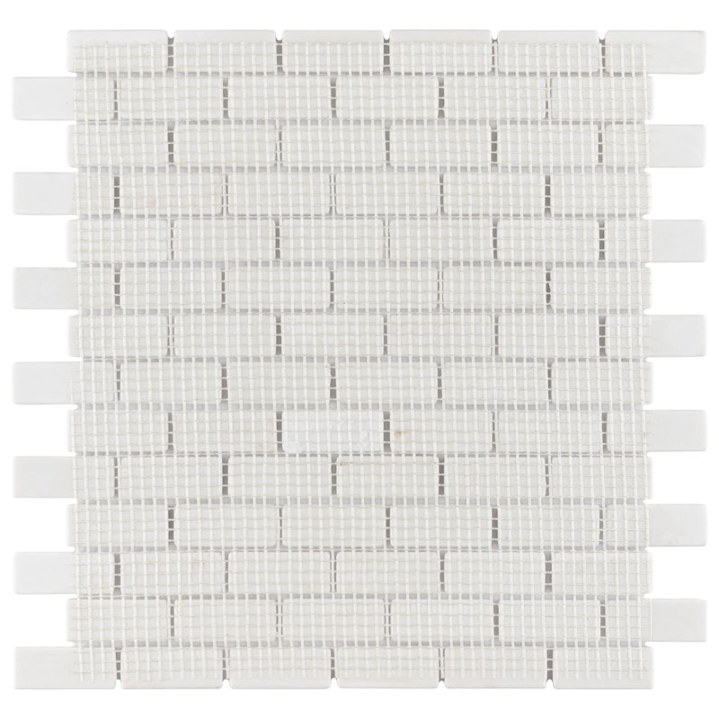 Expressions Recessed Subway White 11-3/4" x 12" Glass Mosaic Tile
