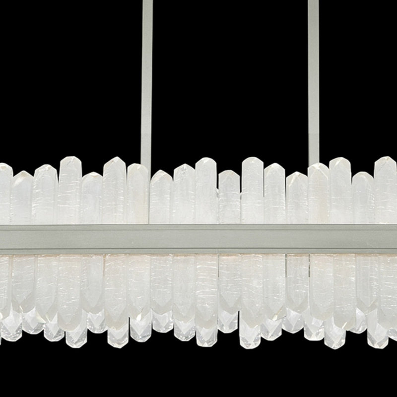 48 - Light LED Kitchen Island Pendant, Polished Bronze, Clear, 62” Length x 11” Width x 12” Height