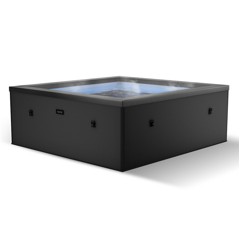 Wave Garda | 4-Person Eco Foam Hot Tub | Square | Wi-Fi Integrated Heater, Charcoal Black