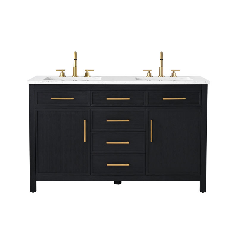 Reajean 54" Double Vanity, Ebony/Brushed Bronze