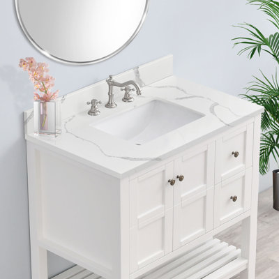36'' Quartz Stone Single Bathroom Vanity Top With Sink