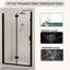 Porte de douche pliante semi-sans cadre à charnière 34-35,2 po, verre trempé 1/4 po, panneau pliable réversible noir mat