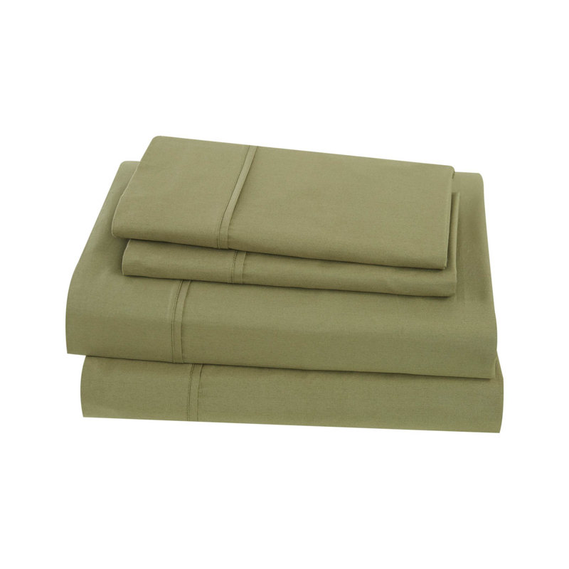 Olive Green Cotton Percale Twin XL Sheet Set