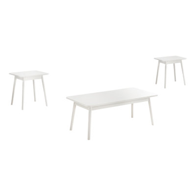 Ensemble de table, ensemble de 3 pièces, café, bout, côté, décor, salon, stratifié blanc, Mid-Century, moderne