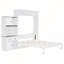 Grand lit escamotable avec rangement, support à vin, porte-verre, tiroirs et bande DEL multicolore en blanc-117552127