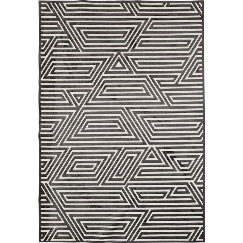 Tapis brun à motif géométrique Ayyoub, Rectangle 8 pi x 10 pi