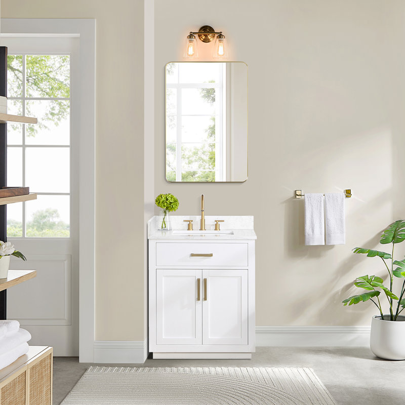 Ensemble de meuble-lavabo simple 30 po avec miroir Gavino, Blanc