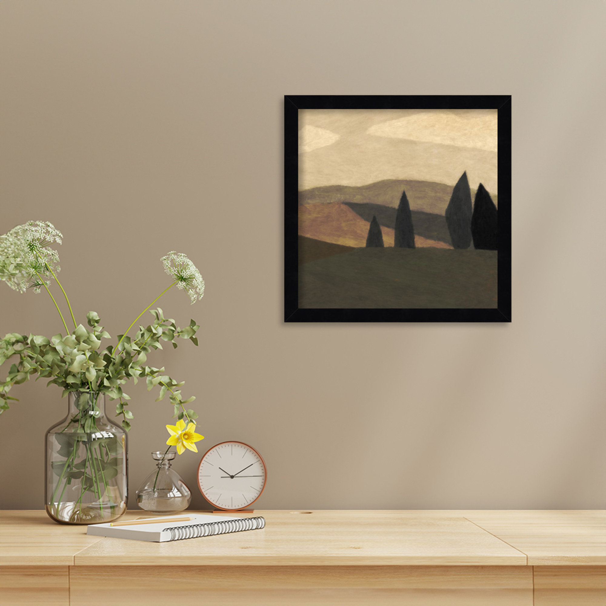 Paysage 2 by Dan Hobday Wood Framed Wall Art Print, Black, 13" H x 13" W