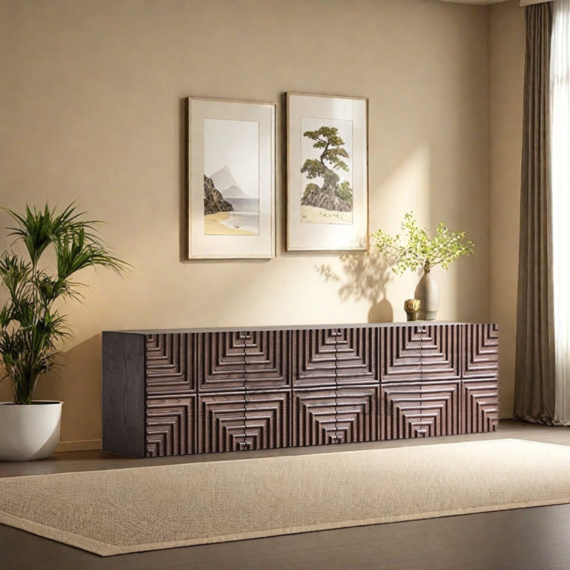 Meuble télé de style chinois pour salon rétro, 81.89"