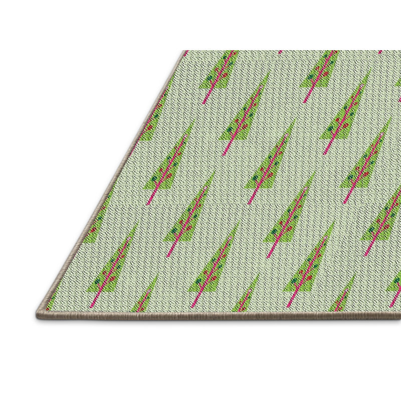 Tapis vert foncé/vert clair à motifs Rosalba, Rectangle 2 pi x 3 pi
