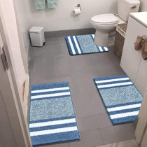 Microfiber Striped Bathroom Rugs Bath Mat (purple-grey, 17x24