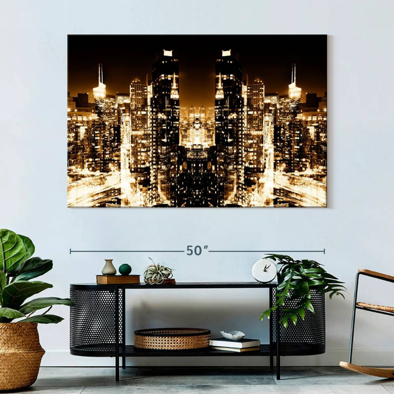 Nicci NYC Reflection - Night Skyline II, 34" H x 51" W