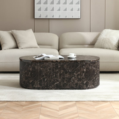 Basalt Oval Faux Marble Coffee Table 