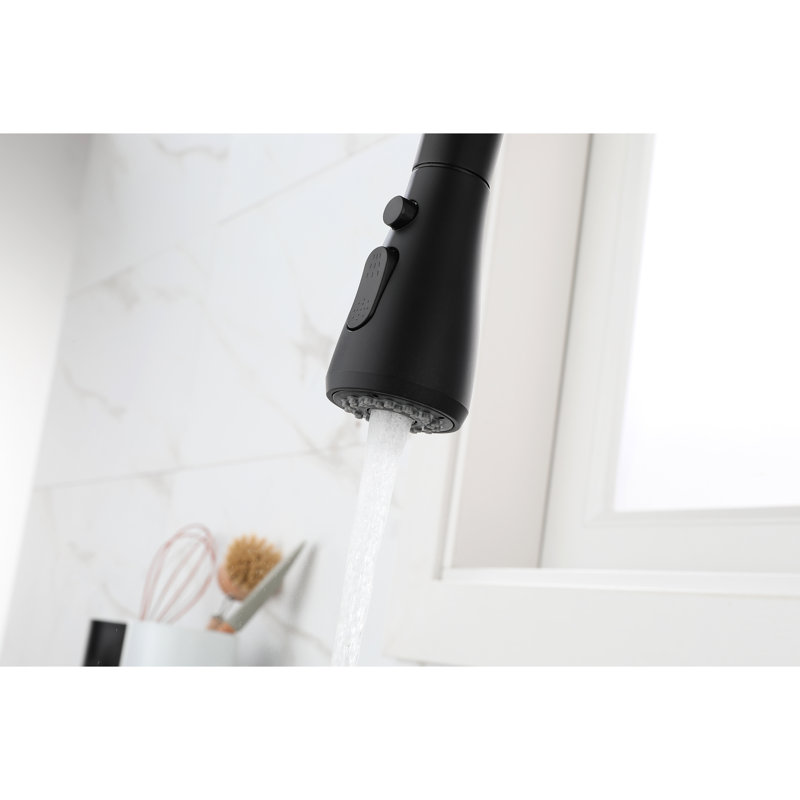 Robinet de cuisine en acier inoxydable noir mat avec douchette extractible, buse rotative à 360 ° pour une douchette extractible pratique, bec rotatif, utilisation optimale à une poignée et gestion de la température