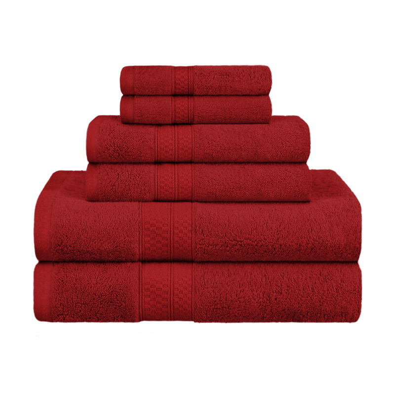 BNM 6 Piece Rayon from Bamboo Towel Set, Crimson