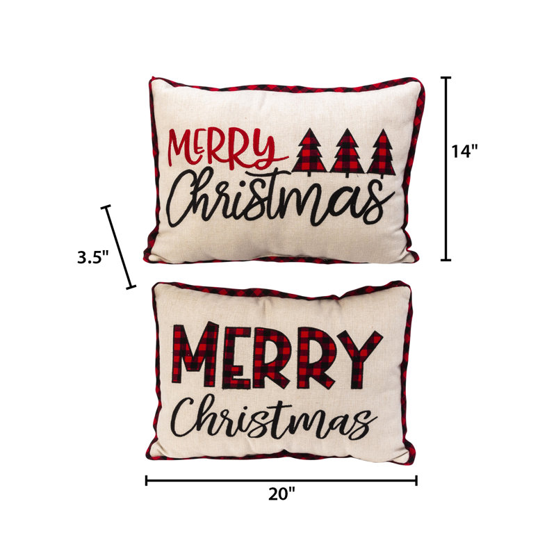 20 In. Embroidered Merry Christmas Throw Pillows Set Of 2