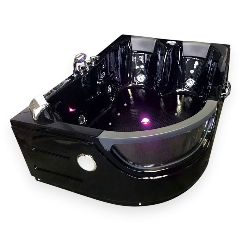 Baignoire tourbillon noire 2 personnes 71 po x 47 po avec double pompe ORION