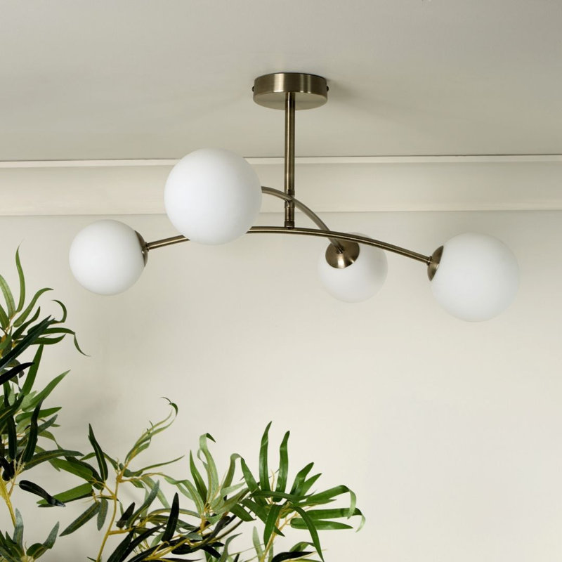 Glass Flush Mount, 4 Lights, 305cm H x 305cm W x 620cm D